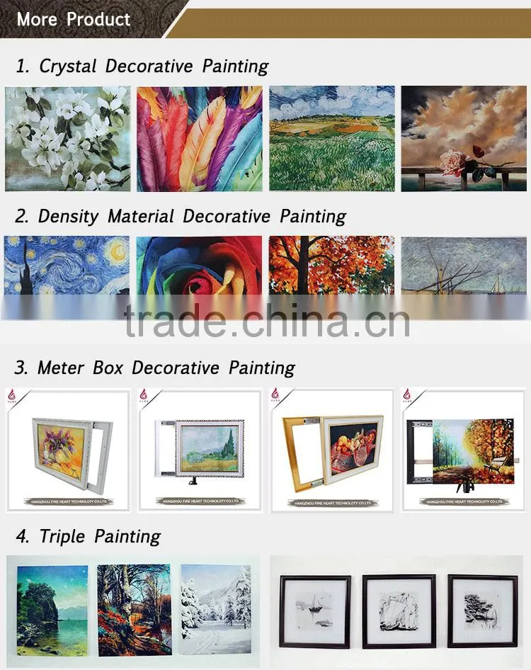 Most popular triptych art painting with frame , Triptych Painting