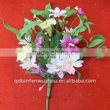 An Attractive Mixed Flowers Bush in Shades of Pink Yellow and Cream,mixed flowers bush