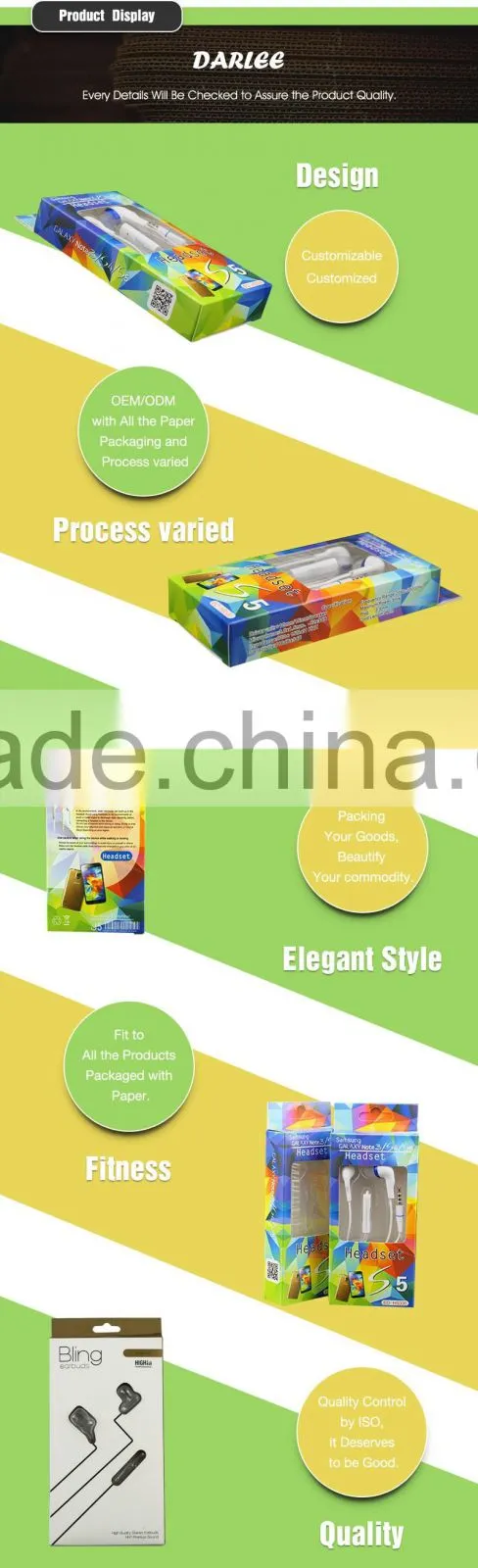 Custom logo printed eco-friendly headphone electronic packaging color box