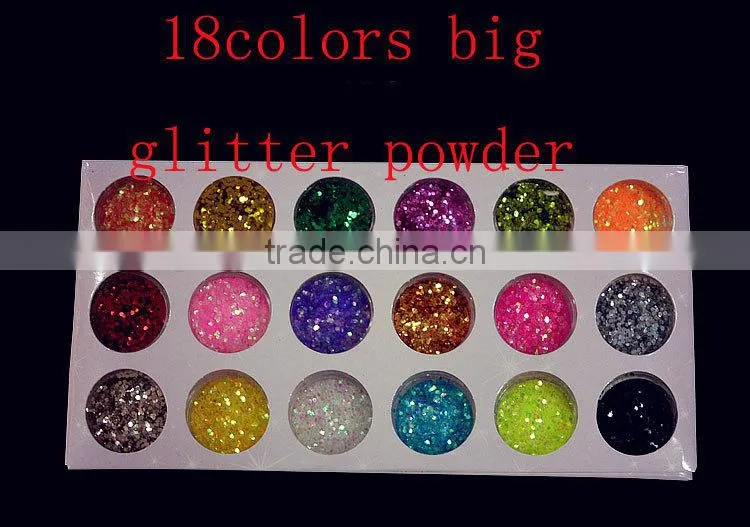 H1-009 18COLOURS BIG GLITTER POWDER ,3G nail art fine powder