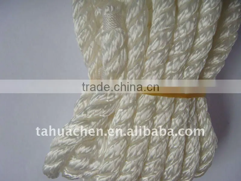3 strands twist white pp rope for ship