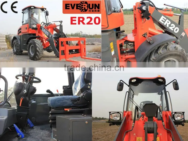 Qingdao Everun 2 Ton Wheel Loader Er20 with Snow Blade with CE