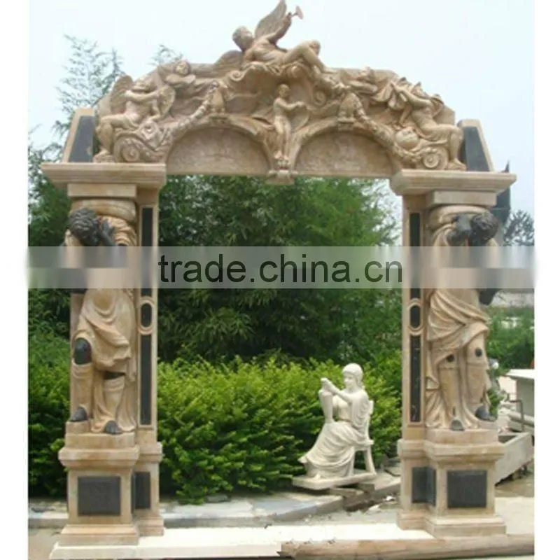 White Marble Roman Column Arch Door Surround