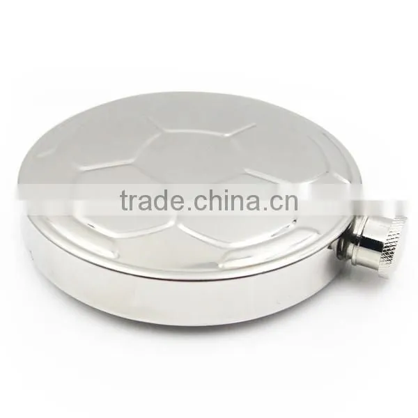 4.5 OZ stainless steel flagon football style bright polished circular flagon