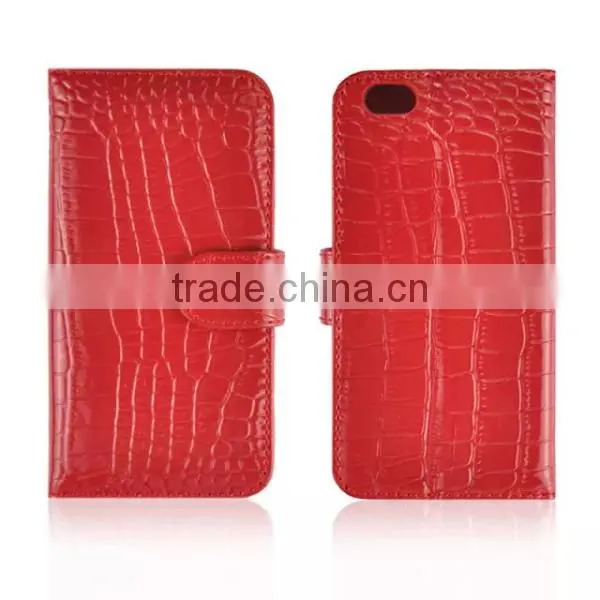 Fashion crocodile pattern leather flip mobile phone case,genuine leather case for iPhone 6 6Plus