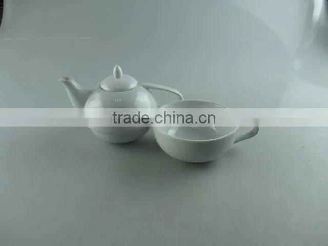 Stocked white round ceramic tea pot, coffee pot, tea set
