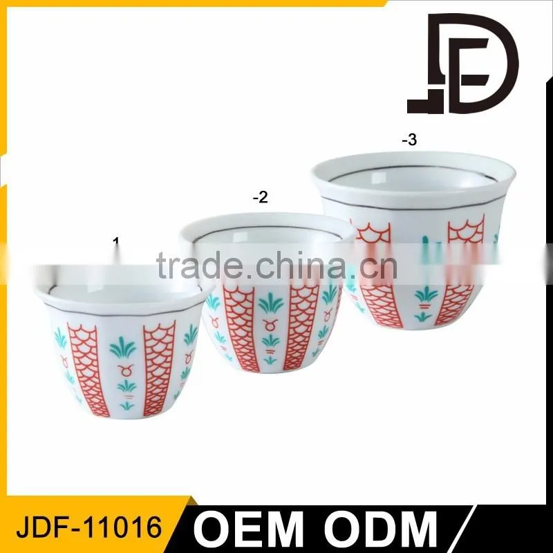 pocelian 60cc/90cc/120c150 arabic cawa cup ceramic small coffee cup with normal printing
