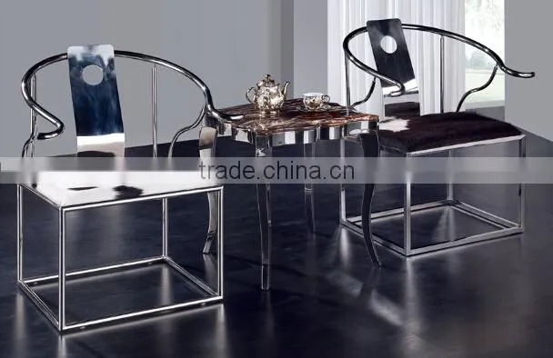 2015 white and black dairy cow leather stainless steel leisure chair A816