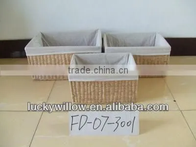 2016 new product straw storage basket with lining &handle for starred hotel wholesale