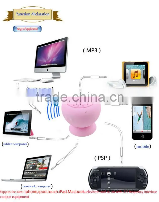 Mini bluetooth speaker with suction cup sticker bluetooth speaker