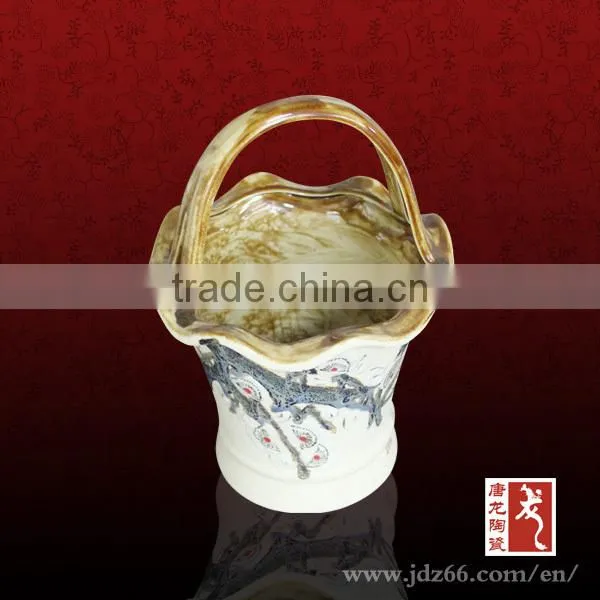 Special design excellent quality handmade ceramic fruit basket for home usage