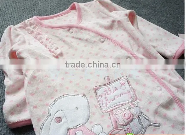 Super Cute 100% cotton unisex long sleeve baby romper wholesale