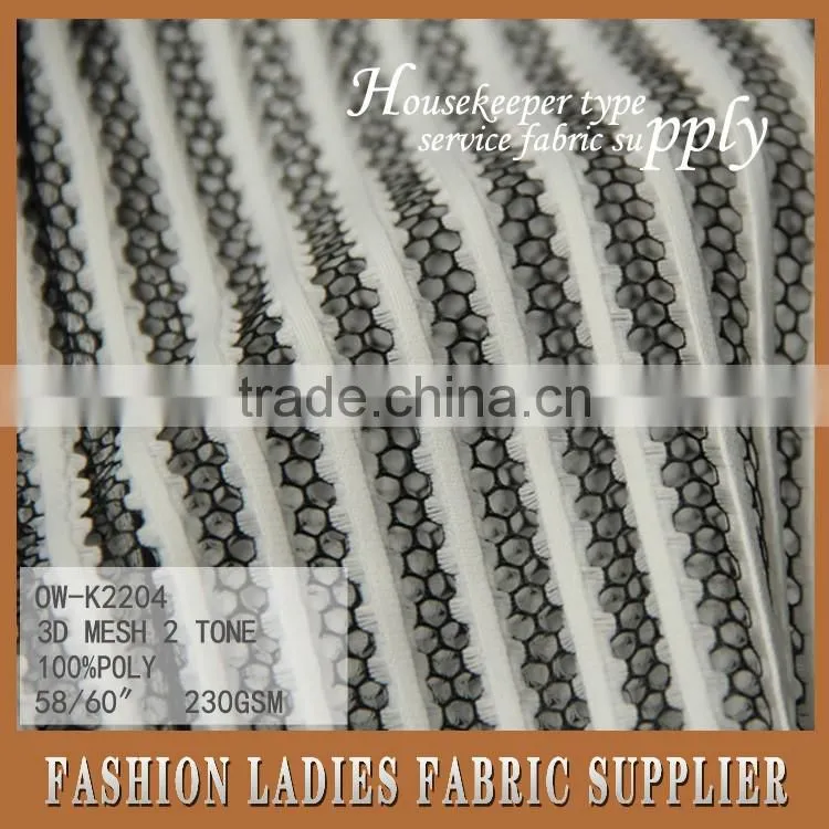 new popular high quality 100 percent polyester knit mesh embroidery two tones fabric