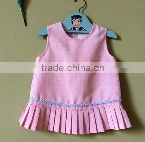 High quality baby dress girl woven pink frock fancy latest designs children dress