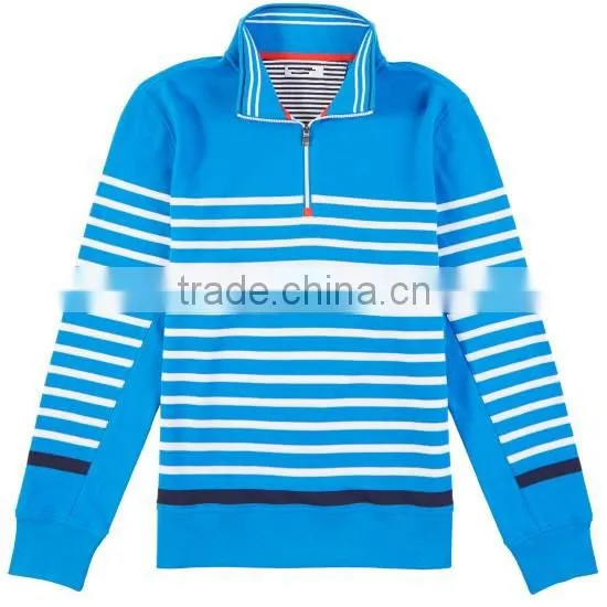 Cheap OEM service dry fit striped quarter zip pullover long sleeve polo shirt