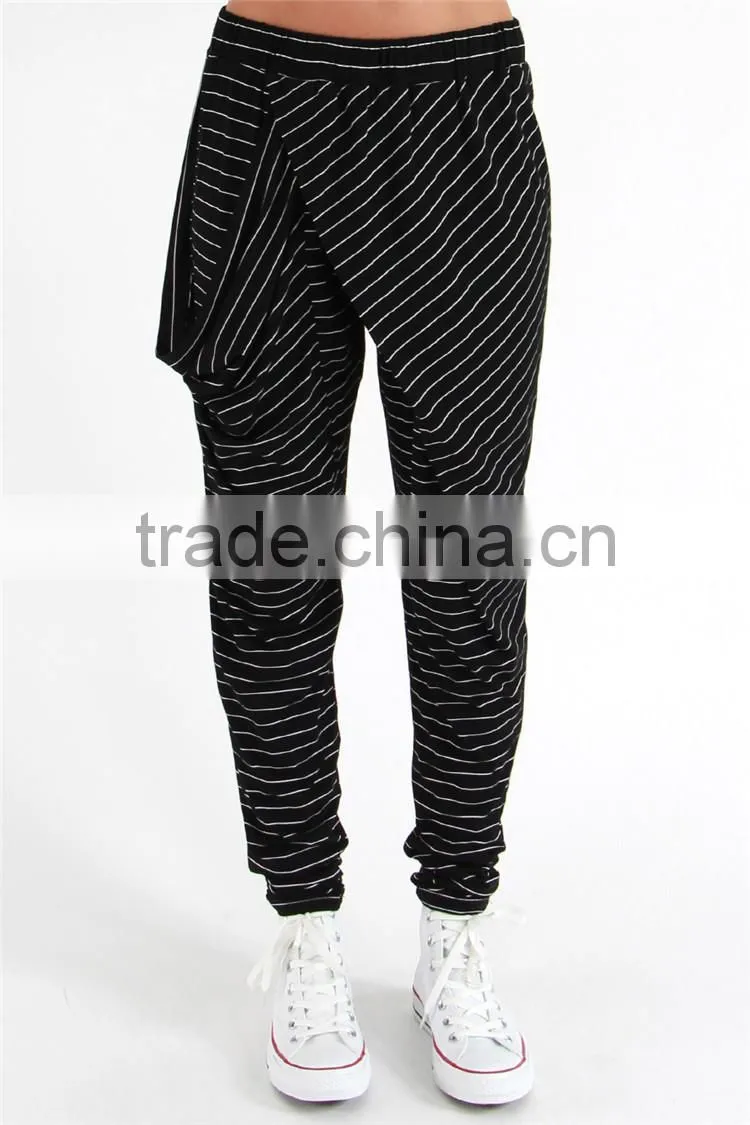 Striped stylish women joggers long harem pants casual loose pants
