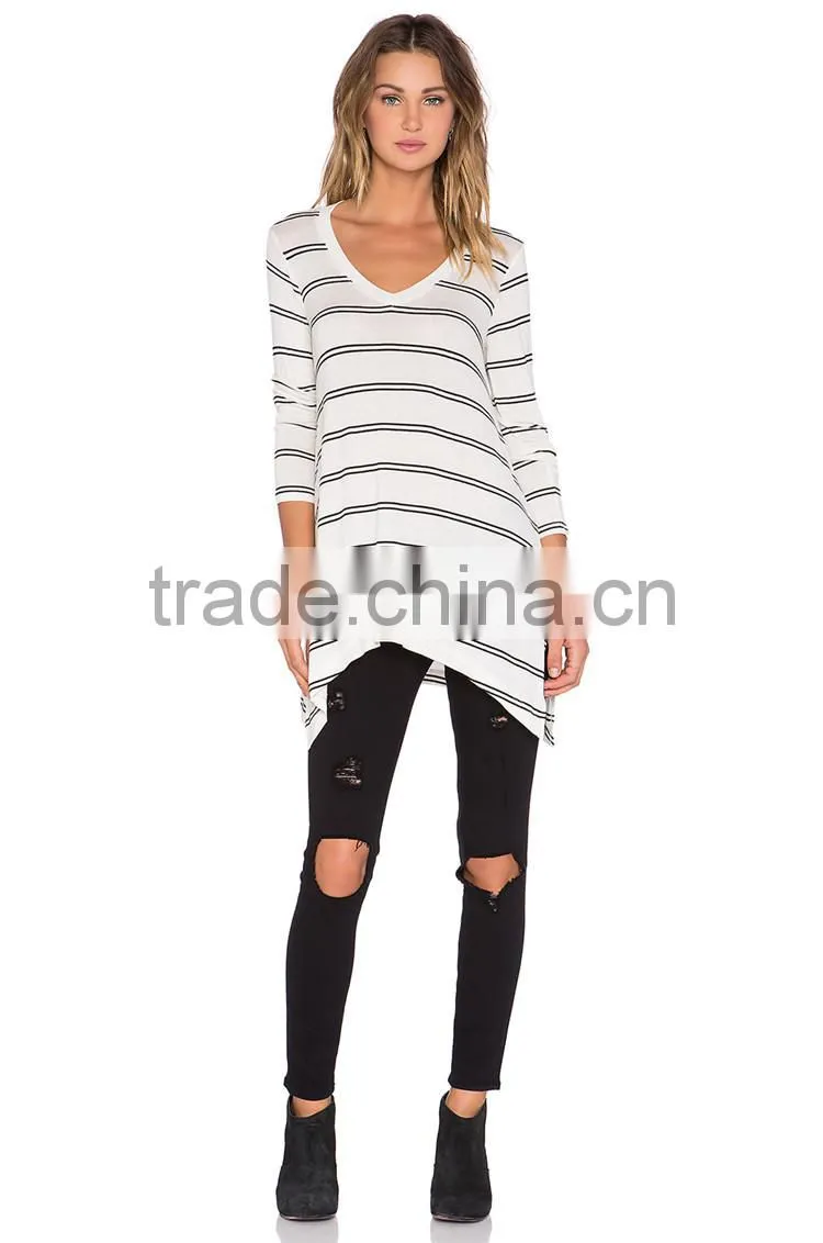 New fashion blank 100 cotton stripes tall t shirts custom tee shirts