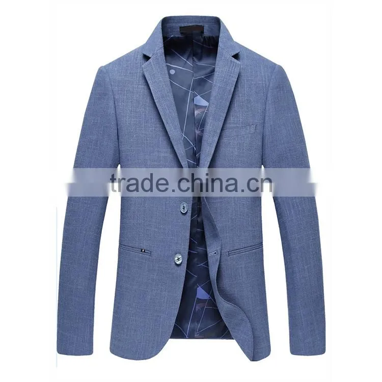 Wholesale Latest Design Royal Mens Fashion 2 Button Blue Suit Jacket Blazer With Sleeve Cuff