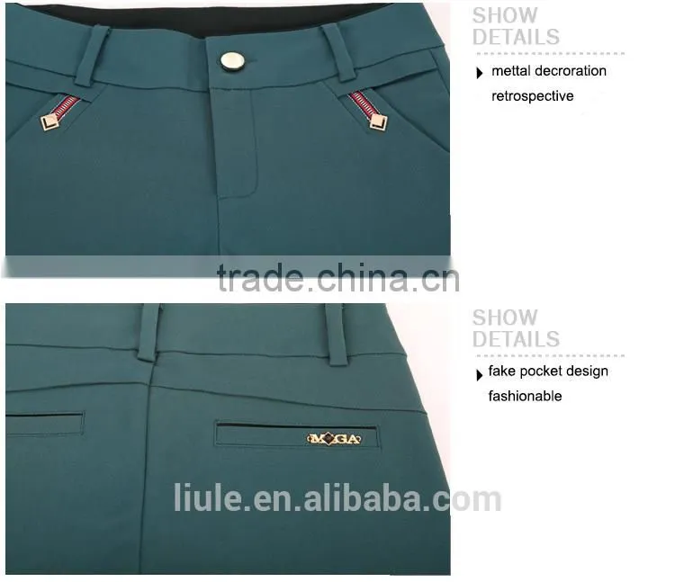elegant women casual high waisted slimming pants with side pockets