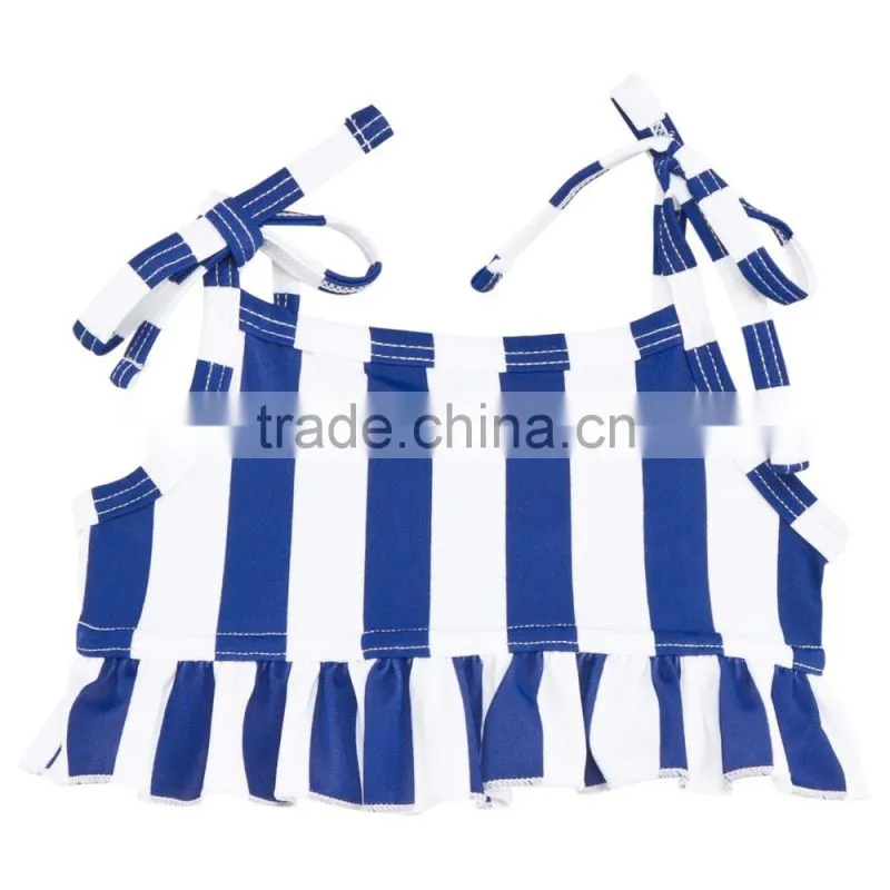 2017 new style kids infant custom Blue and White Stripe Swimsuit children bikini for little baby girls swimwear