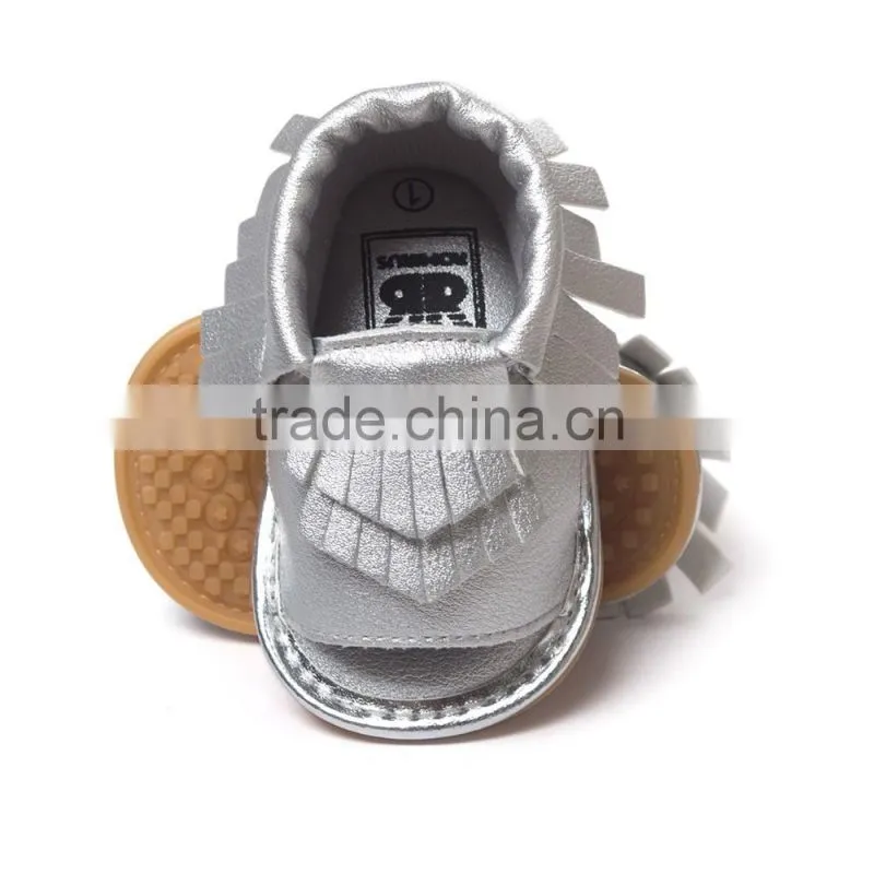 Artificial leather fringed baby summer sandals, hard sole baby summer sandals