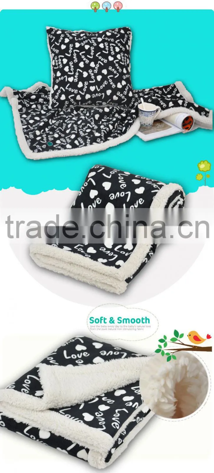 Fashion Custom King Size Printing Double Ply Blanket