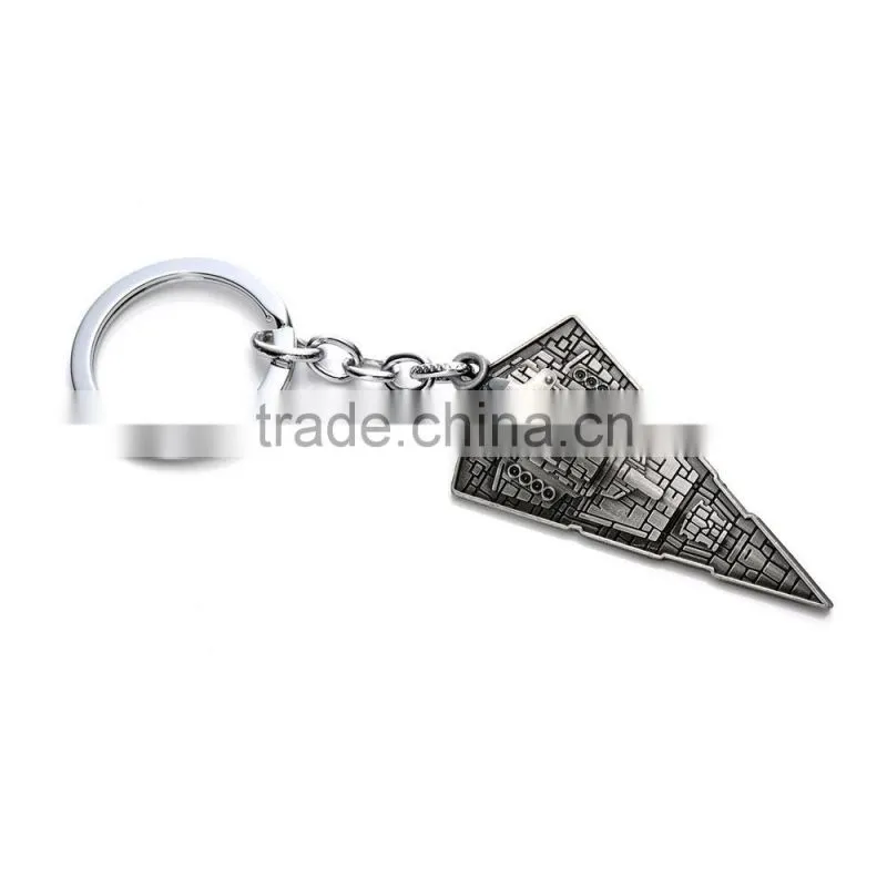 War Spaceship Silver 7cm Metal Keychain Keyring