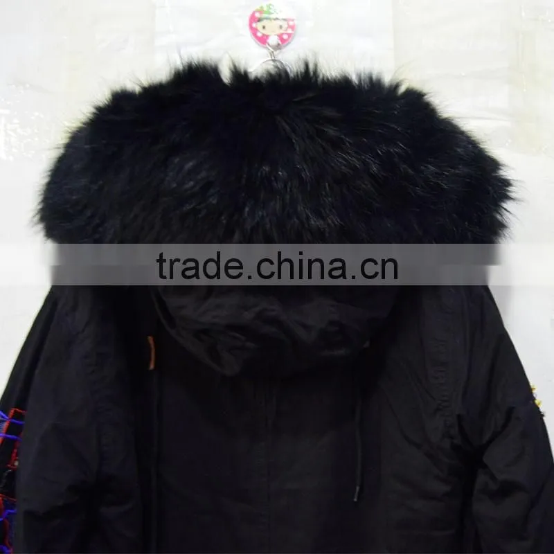New Fashion black long Britain beading faux fur coat for men