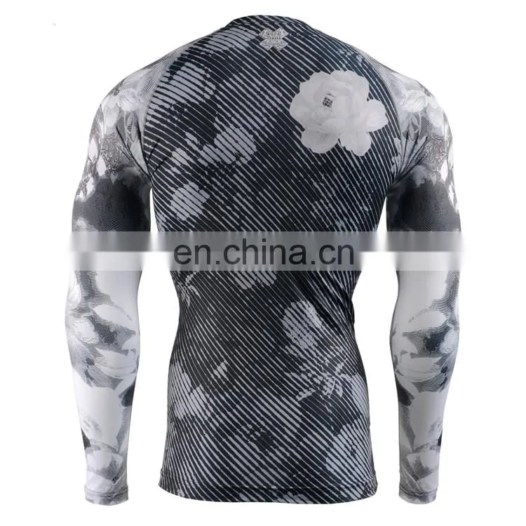 Lycra padded compression shirt bjj rash guard rashguard