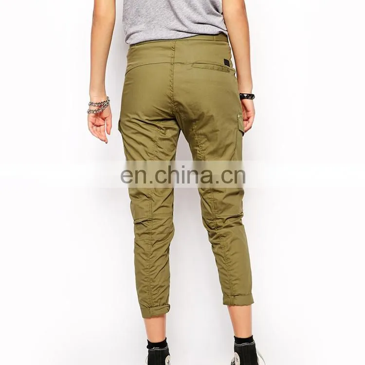 Cargo pants woth 3/4 length khaki ladies cargo pants
