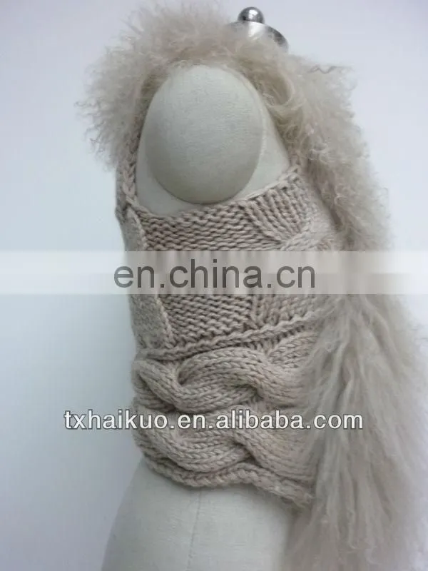 2013 fashion new women's tibet fur kniting wool vest