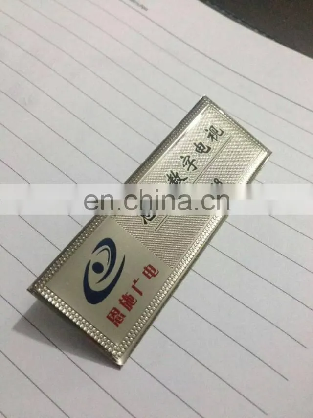 Factory direct sale aluminum printing name badge/ Custom printing name badge