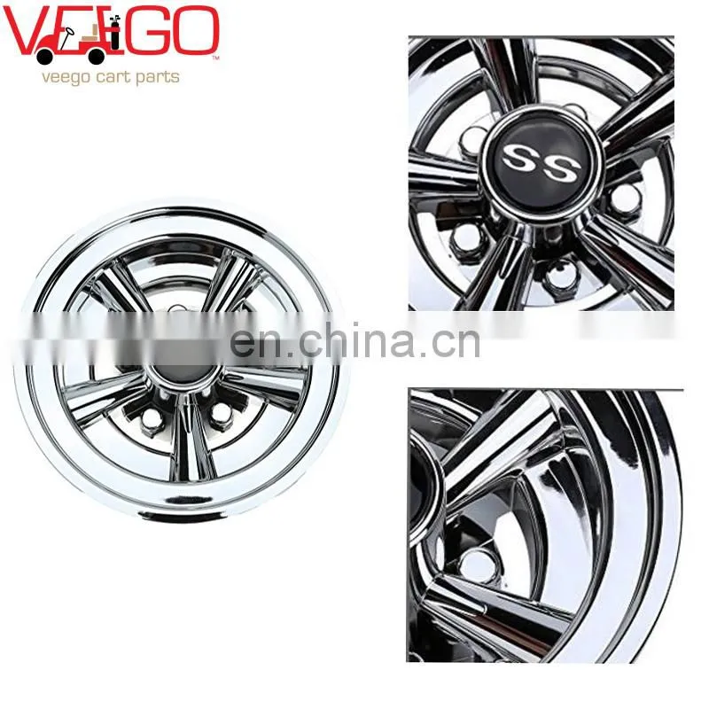 Set of 4 205/50-10 Street/Turf Golf Cart Tires w/ Machined/Black Wheels