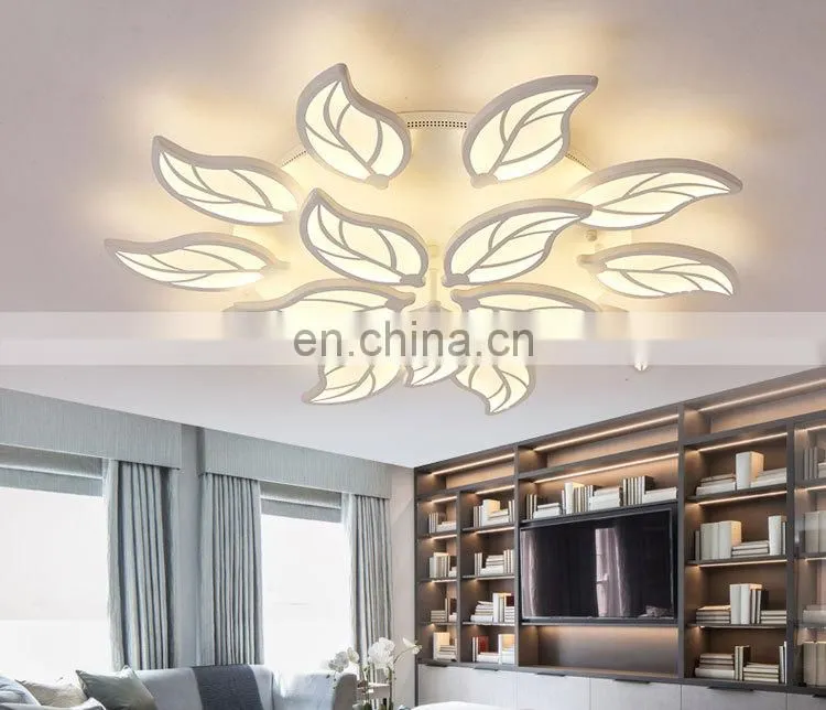 White body creative Leaves ceiling chandeliers lamp for bedroom living room modern LED Ceiling Chandeliers
