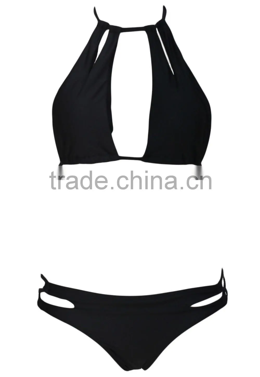 Sexy Ladies 2 pieces swimsuit swimwear bikini High Neck Cropped Bikini