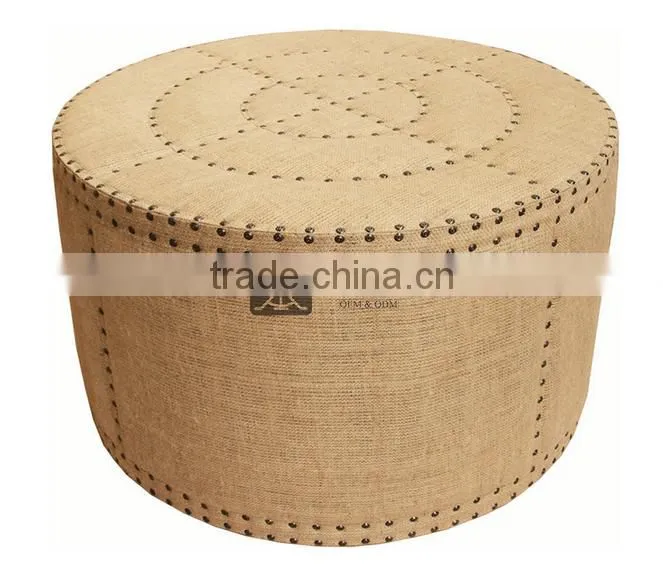 OT-090 Beautiful Linene Fabric Pouf For Living Room Using
