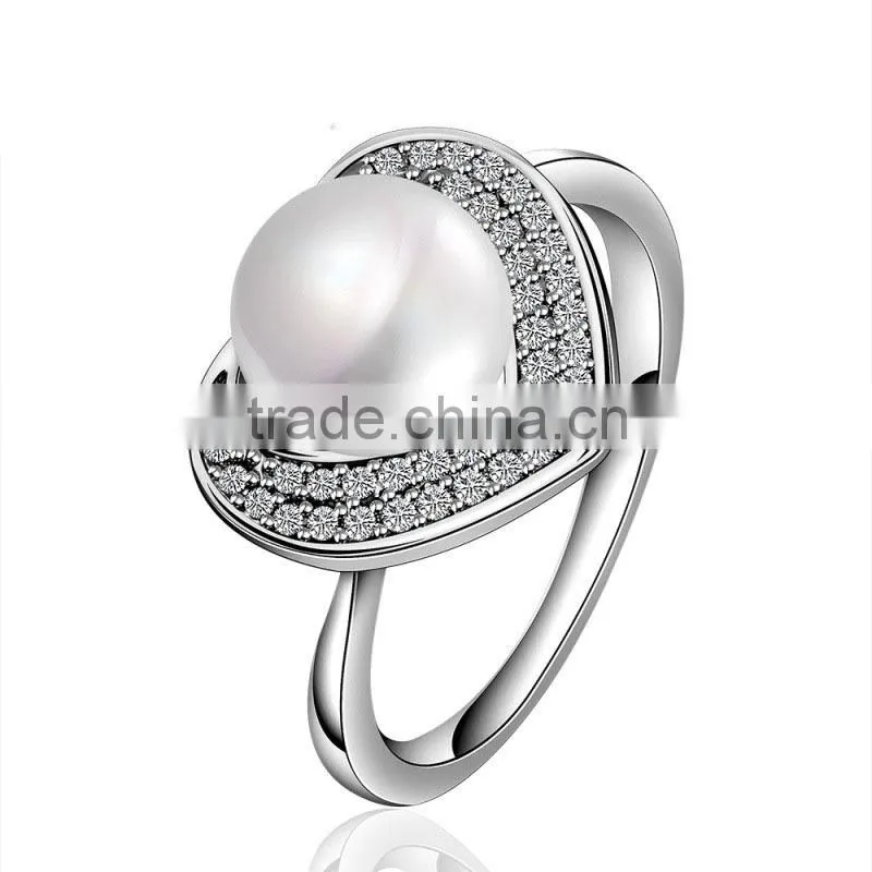 Jewelry manufacturer china Hear shape design pearl ring