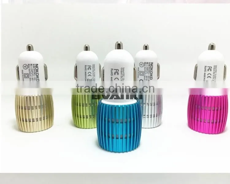 2016 Premium Aluminum Alloy 5V 2.4A Smart IQ Fast Charge USB Car Charger for android mobile phone by alibaba express free sample