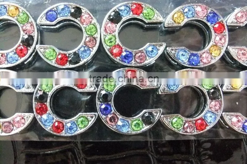 Wholesale Zinc Alloy 10mm Mixed Color Colorful Rhinestones Slide Letters