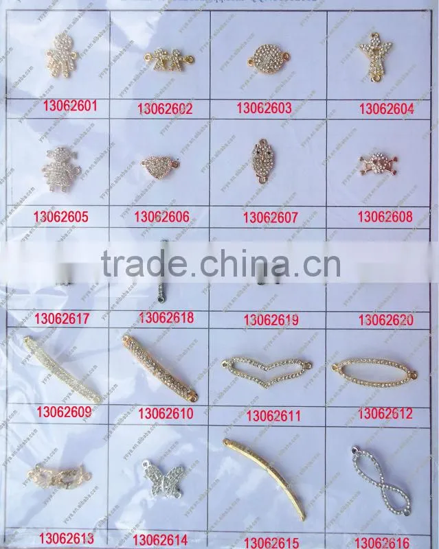 JF8512 Wholesale Rhinestone Crystal Pave Alloy Bow Charm connector For Bracelet