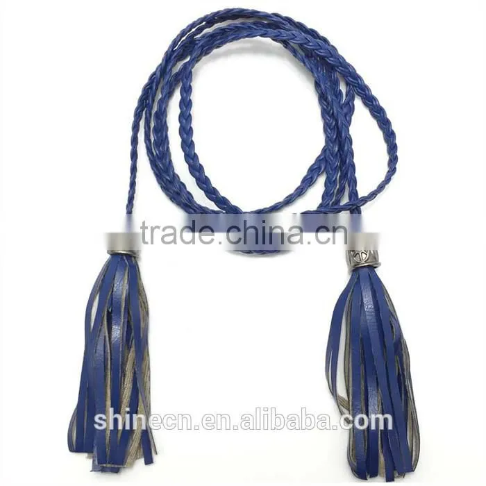 Women Hand-woven Chain Belt Korean Fashion Decorate Slim Leather Chain Belt
