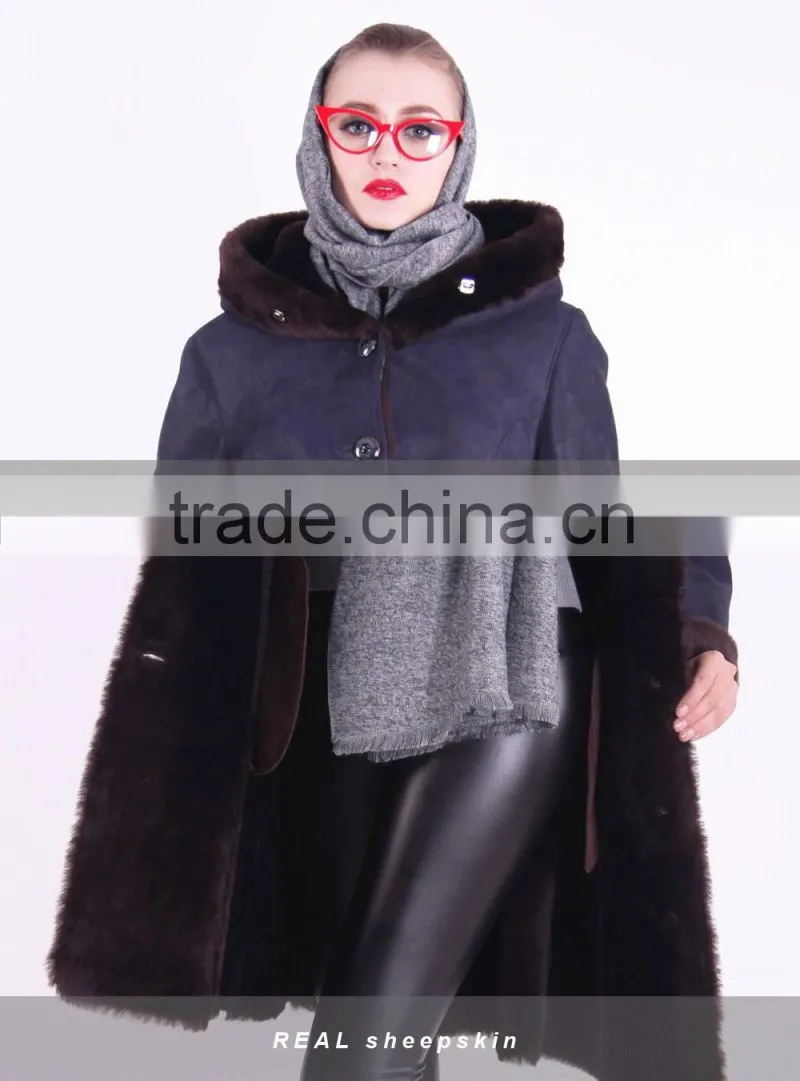 New Design Winter Women Long Slim Fit Wool Fur Coat