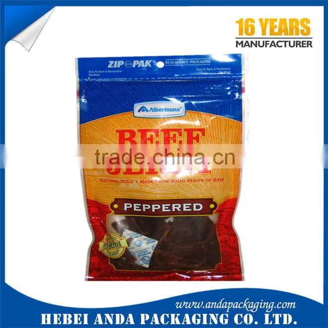 Food grade food packaging zip lock bag/Anda packaging print zipper pouch