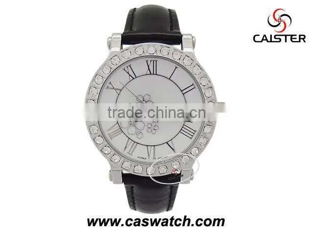 Big case watch Diamond watch Leather watch