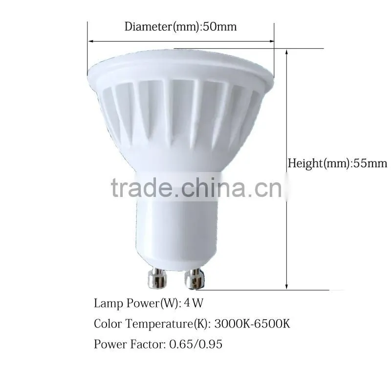 Top 10 Hot Sale 160Degree GU10 Spotlight LEDs CE 50mm RoHS 4W High Quality