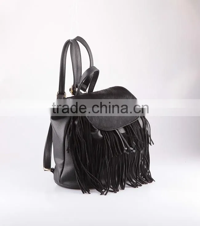 4762 Fashion Backpack Tassel Design Genuine Leather Guanghzou backpack