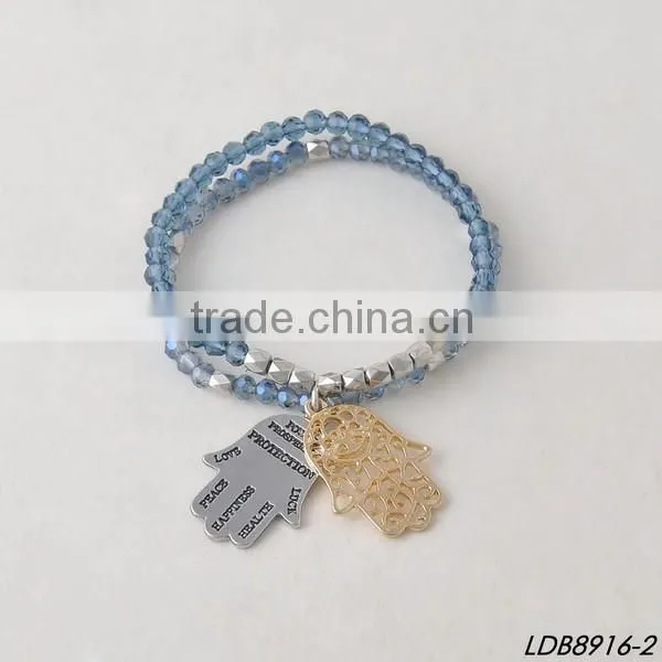 2016 new designs simple alone large faceted glass women bracelet