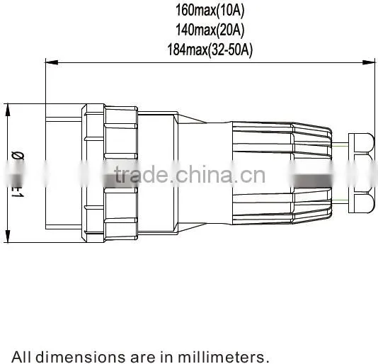 Three Phase 3 Round Pin Straight Plug 32A