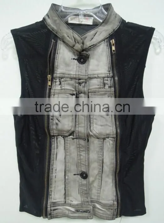 2015 new arrival fashion high quality sleeveless denim jacket women cheap,denim jacket women wholesale China