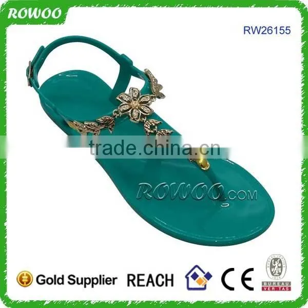 Summer 2016 fashion Beige crystal women flat sandal shoes